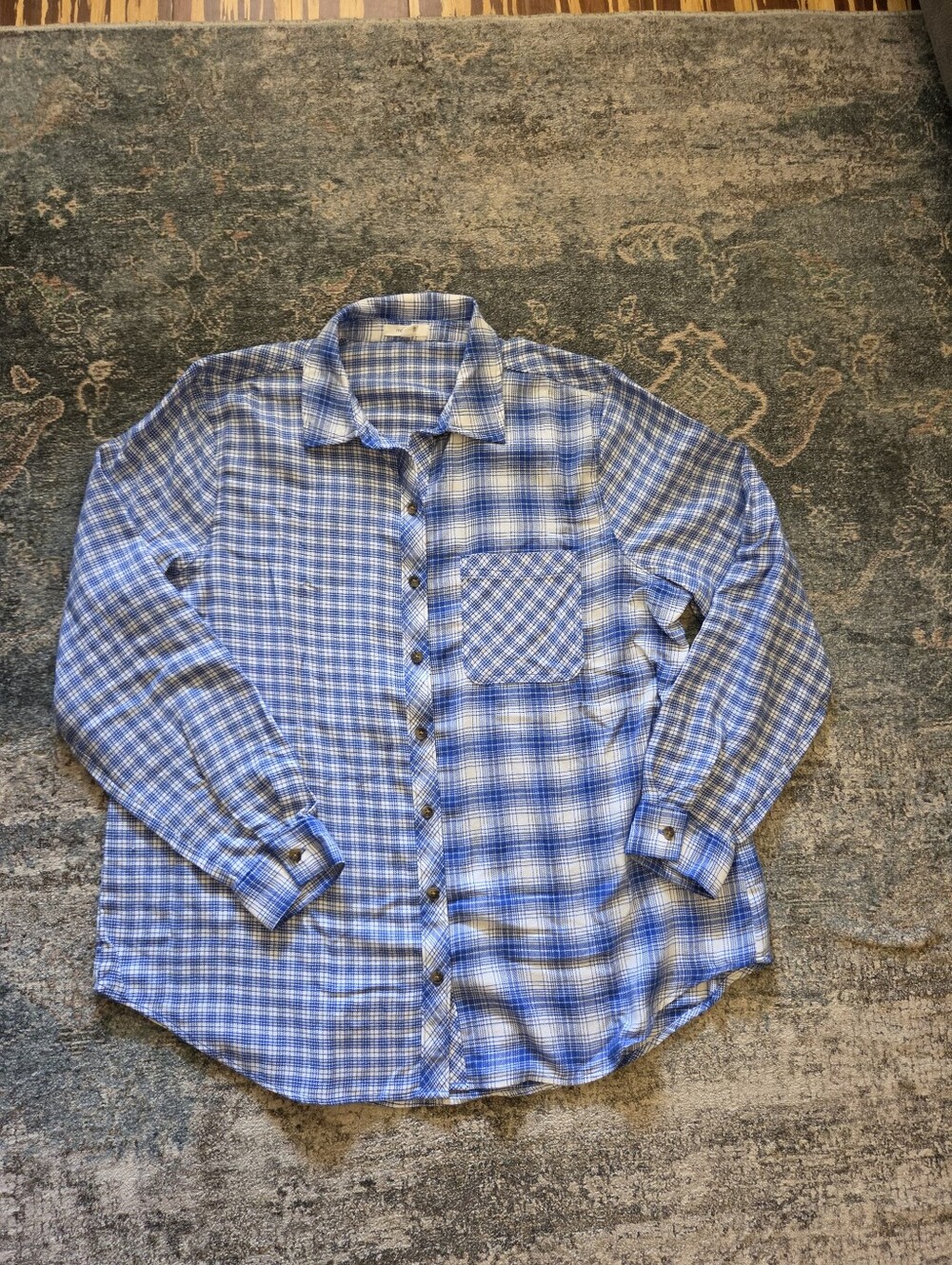 Maurices Blue Plaid Button-Down Shirt - Size 0X